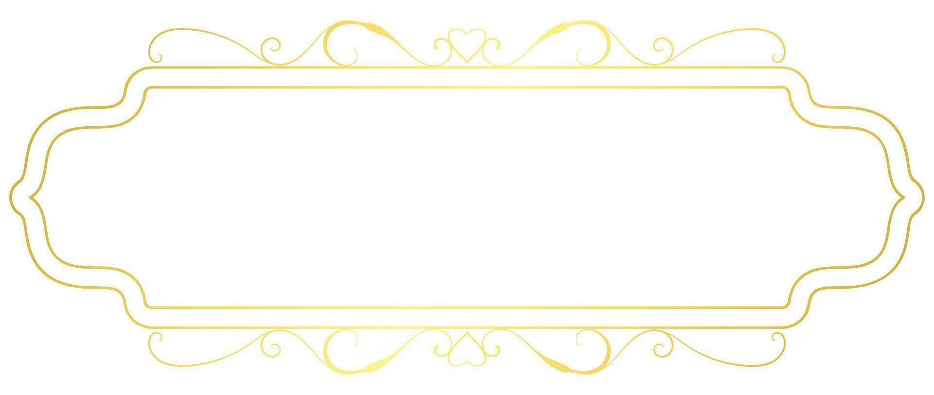 Vintage message frame rococo baroque gold color vector