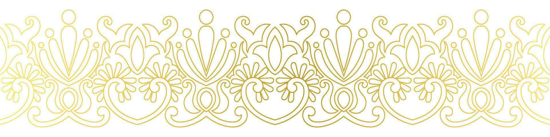 abstract floral border seamless golden paper border woodcarving decorative pattern vector