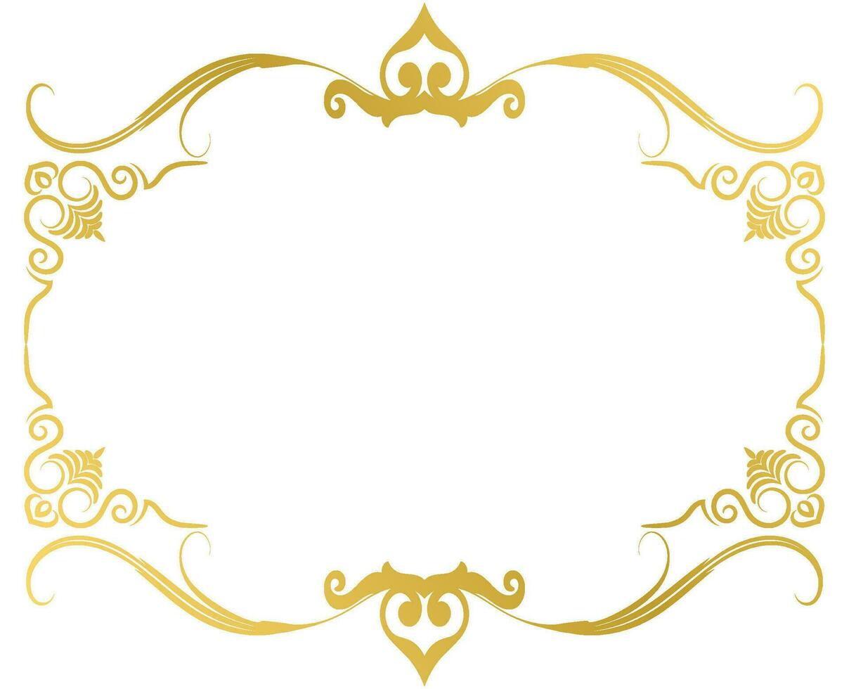 Vintage message frame rococo baroque gold color vector