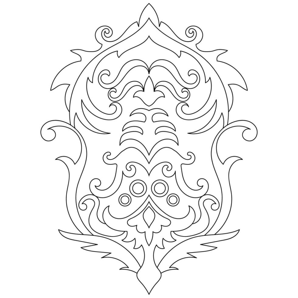 Carpet components. black stripes. rug Oriental ornament with floral motifs. Indian design element for henna tattoo, adult coloring book, greeting card, wedding invitation or spa beauty flyer. vector