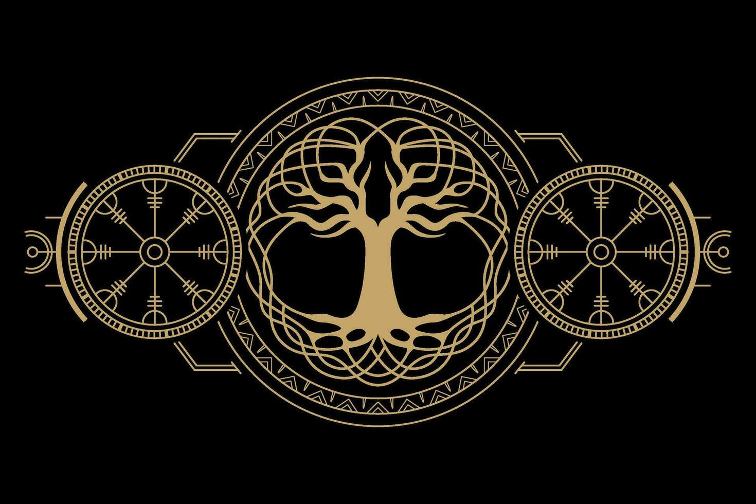 mysterious golden nordic symbol vector design