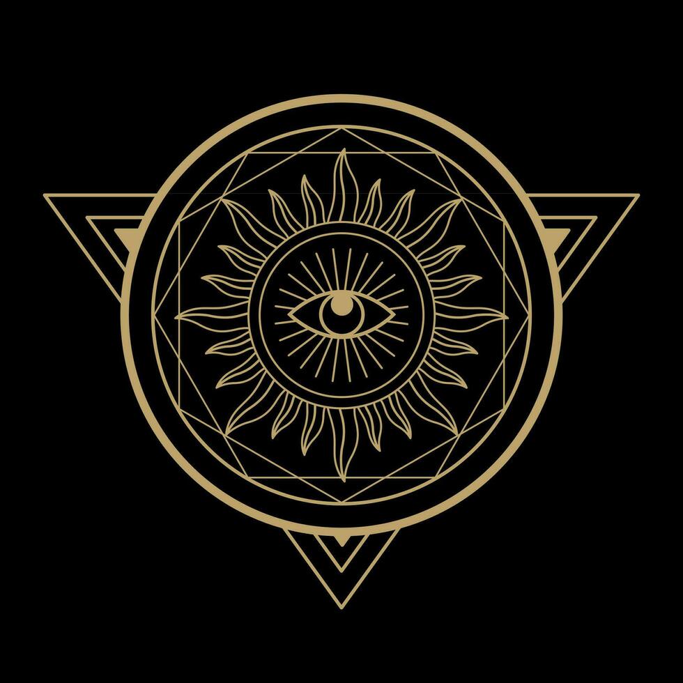 mysterious abstract golden sacred magical circle symbol vector