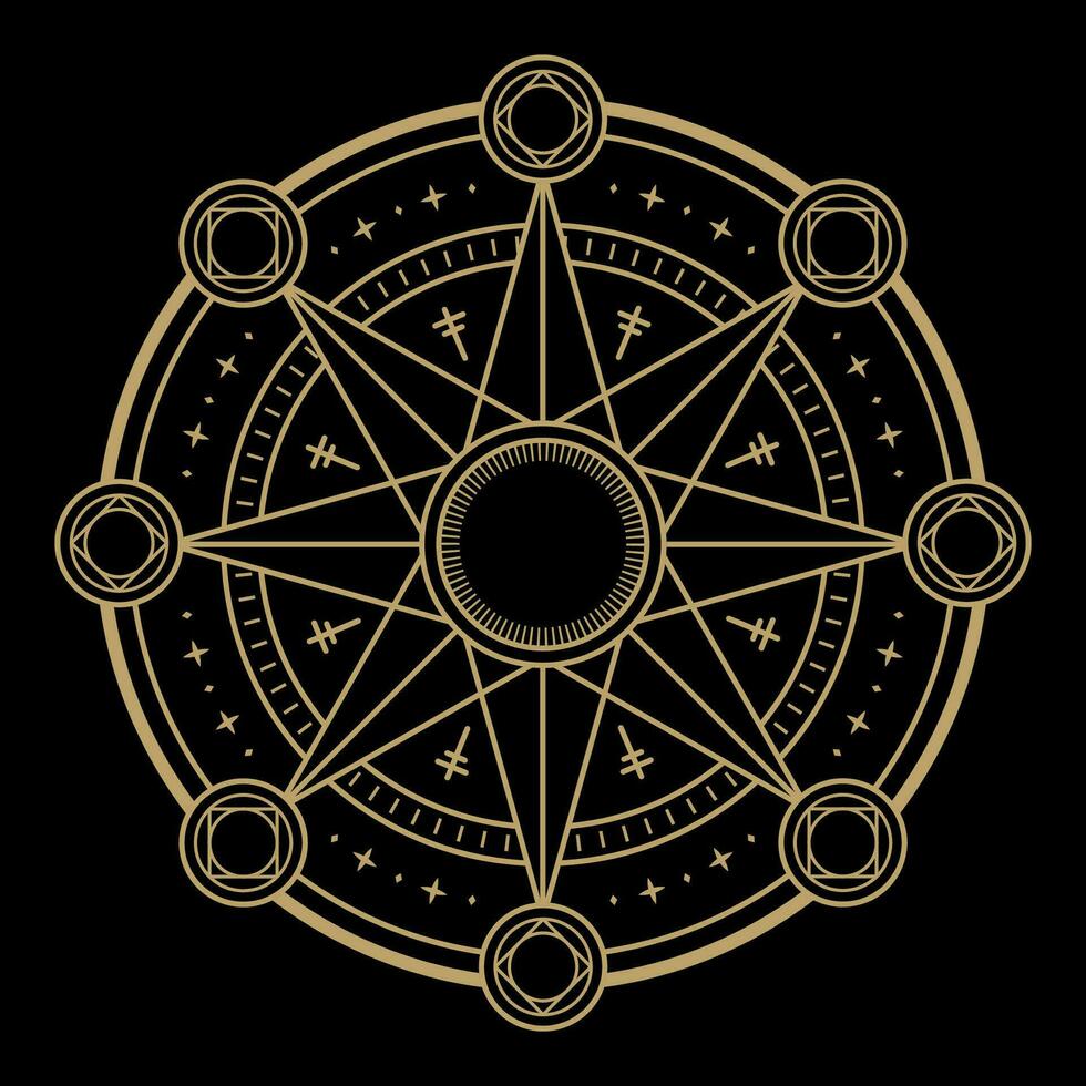 mysterious abstract golden sacred magical circle symbol vector