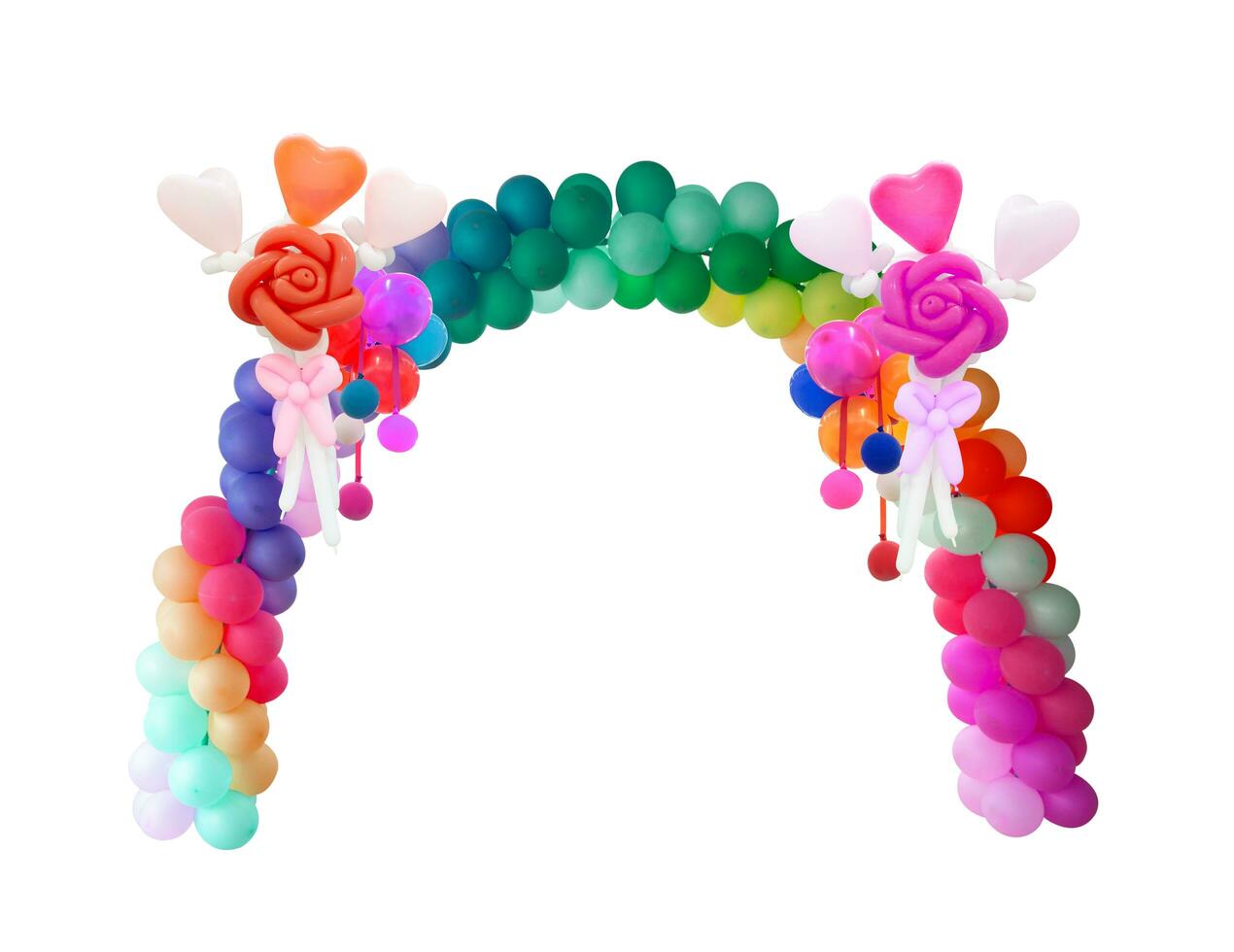 Arch of balloon art isolated on white background photo