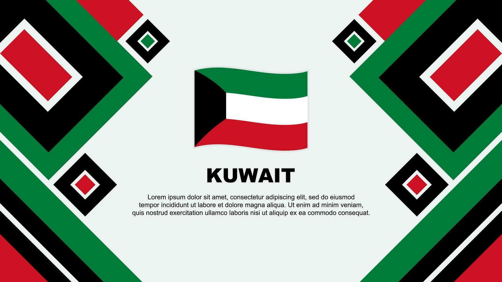 Kuwait Flag Abstract Background Design Template. Kuwait Independence Day Banner Wallpaper Vector Illustration. Kuwait Cartoon