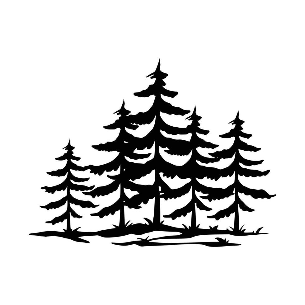 Evergreen Pine Trees Silhouette. Winter  Christmas and New Year design elements. Christmas trees vector