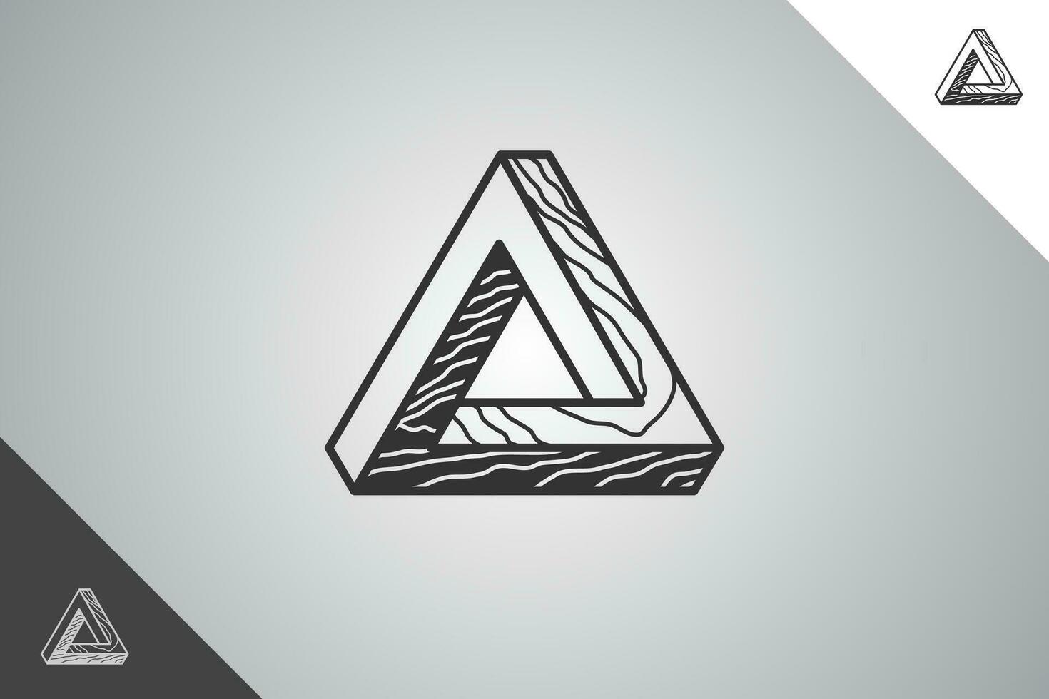 3d triangle modern logotype. Perfect and minimal logo for business related to art, design and creativity industry. Isolated background. Vector eps 10.