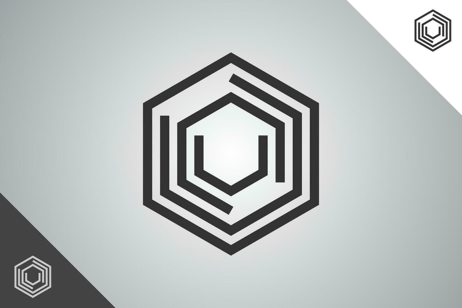 Hexagon modern logotype. Perfect and minimal logo for business related to art, design and creativity industry. Isolated background. Vector eps 10.