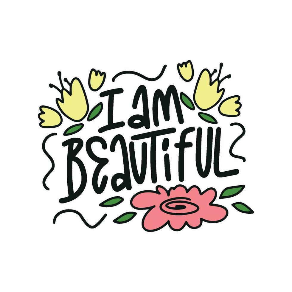 Handwriting phrase I'M BEAUTIFUL for postcards, posters, stickers, etc. vector
