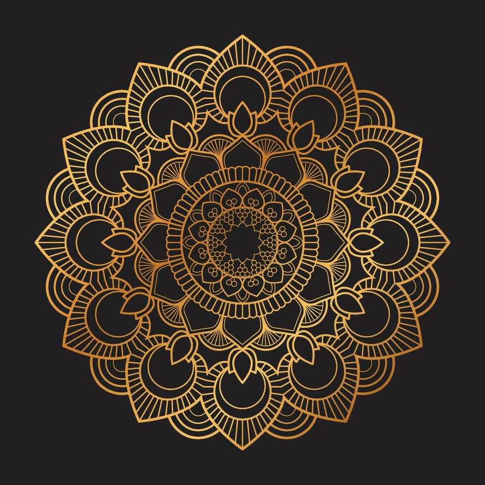 Golden Luxury mandala Vector Design, Mandala for henna, mehndi, tattoo, Decorative ethnic ornamental elements, Oriental patterns