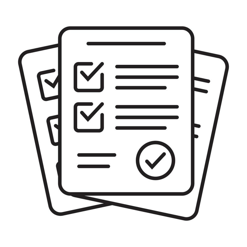 Survey icon. Questionnaire checklist form. Brief, survey or paper exam with check list. Report document with tick or checkmark. vector