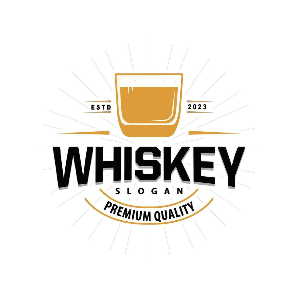 whisky logo, bebida etiqueta diseño con antiguo retro Clásico ornamento ilustración prima modelo vector