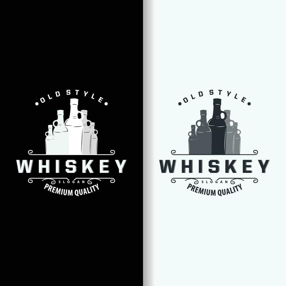 whisky logo, bebida etiqueta diseño con antiguo retro Clásico ornamento ilustración prima modelo vector