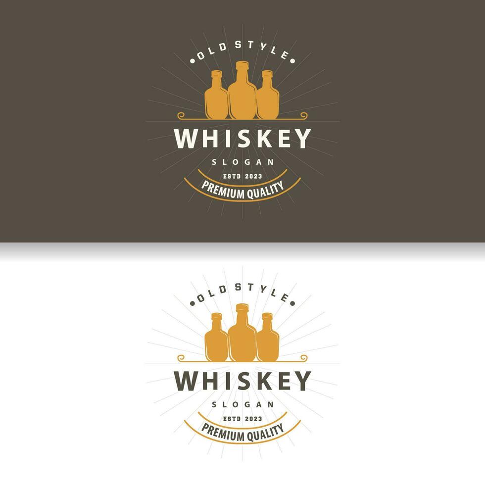 whisky logo, bebida etiqueta diseño con antiguo retro Clásico ornamento ilustración prima modelo vector