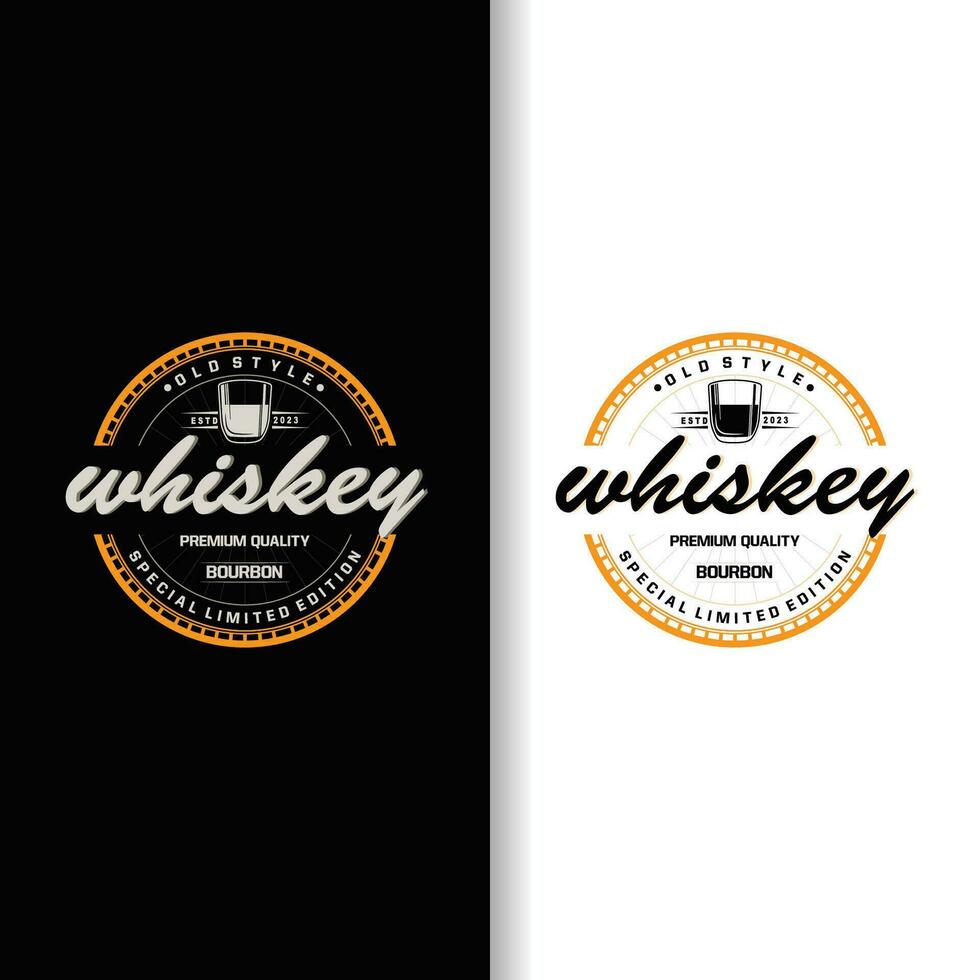 whisky logo, bebida etiqueta diseño con antiguo retro Clásico ornamento ilustración prima modelo vector