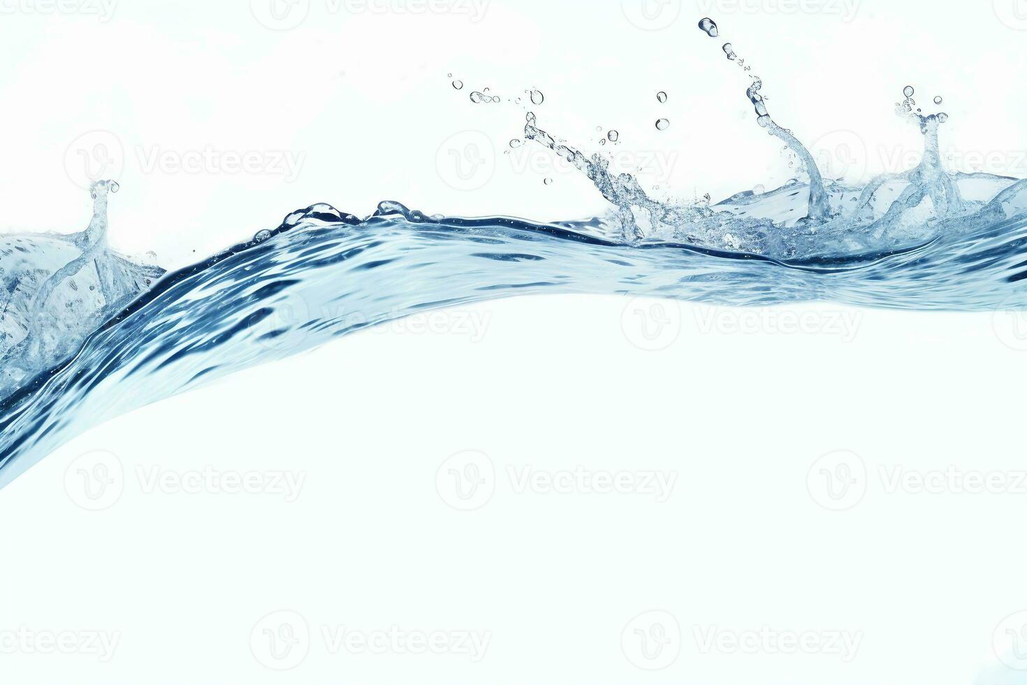 blue water splash isolated on white background, blue water splash wave, water drops and crown from splash of water photo