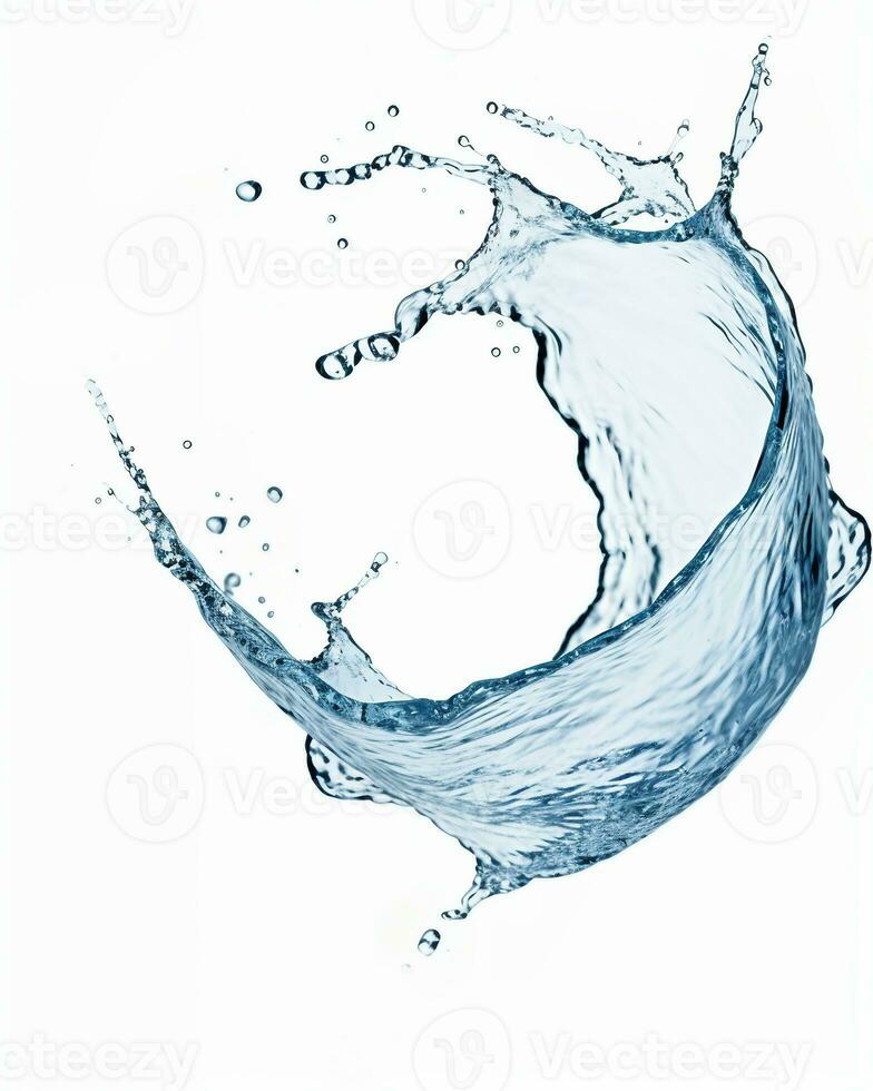 azul agua chapoteo aislado en blanco fondo, azul agua chapoteo ola, agua gotas y corona desde chapoteo de agua foto