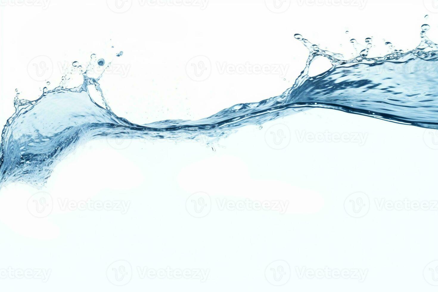 blue water splash isolated on white background, blue water splash wave, water drops and crown from splash of water photo