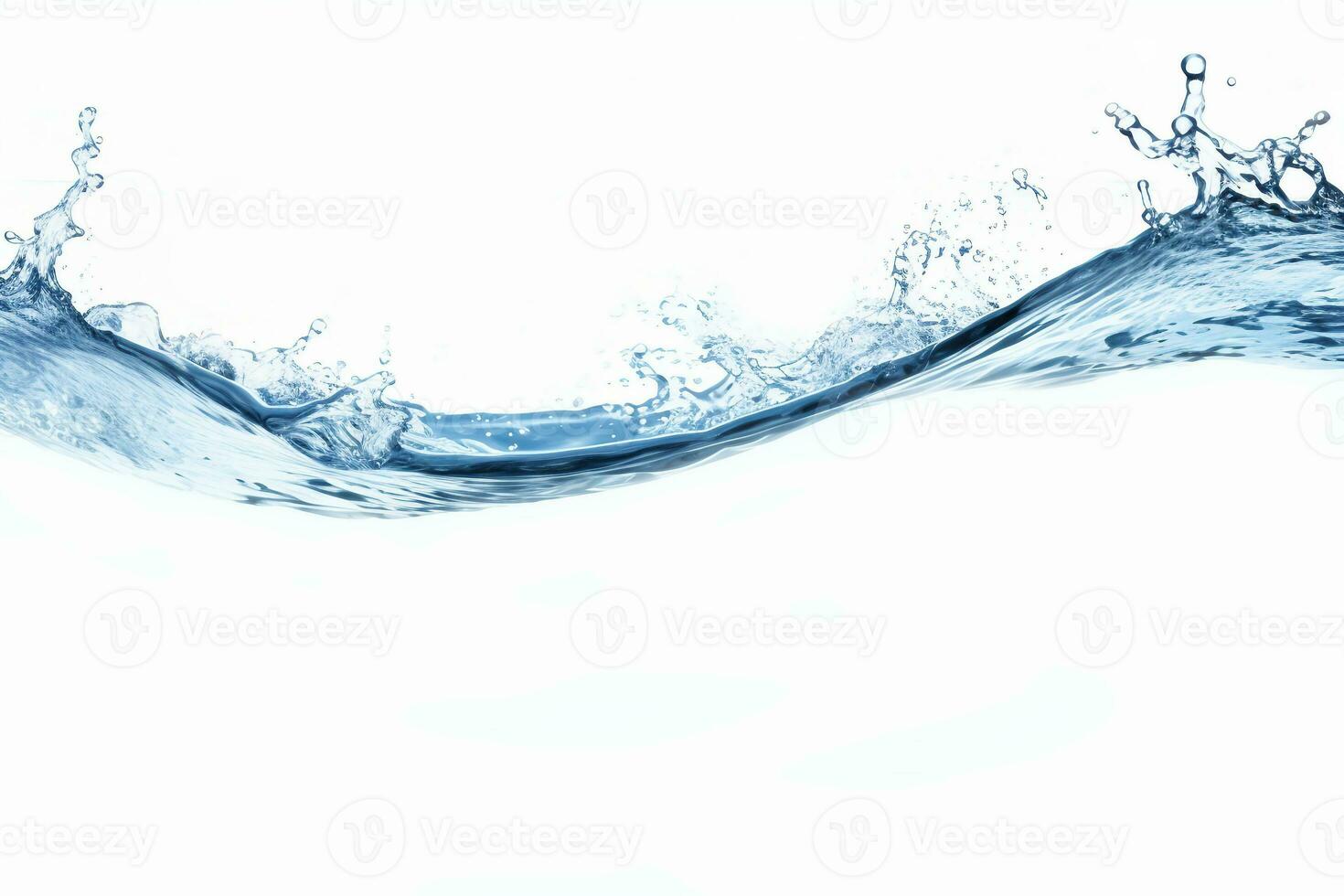 blue water splash isolated on white background, blue water splash wave, water drops and crown from splash of water photo