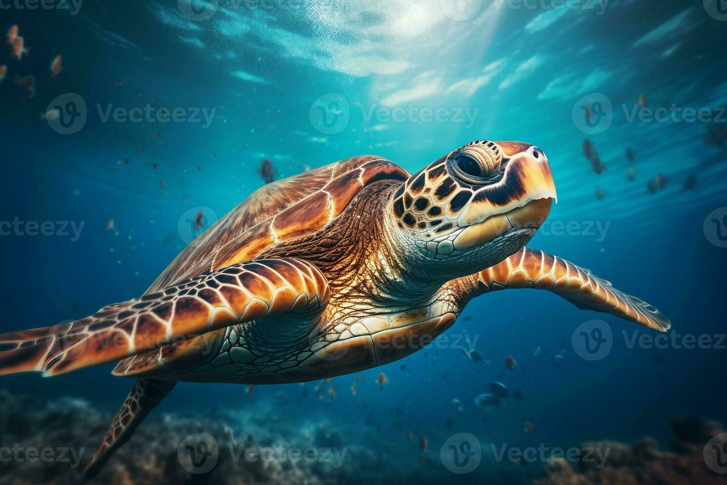 verde mar Tortuga nadando cerca hermosa coral arrecife, debajo agua mar tortugas cerca arriba foto