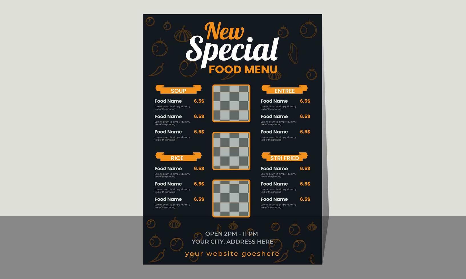 Fast food menu. Restaurant fast food cafe menu template flyer. Free Vector