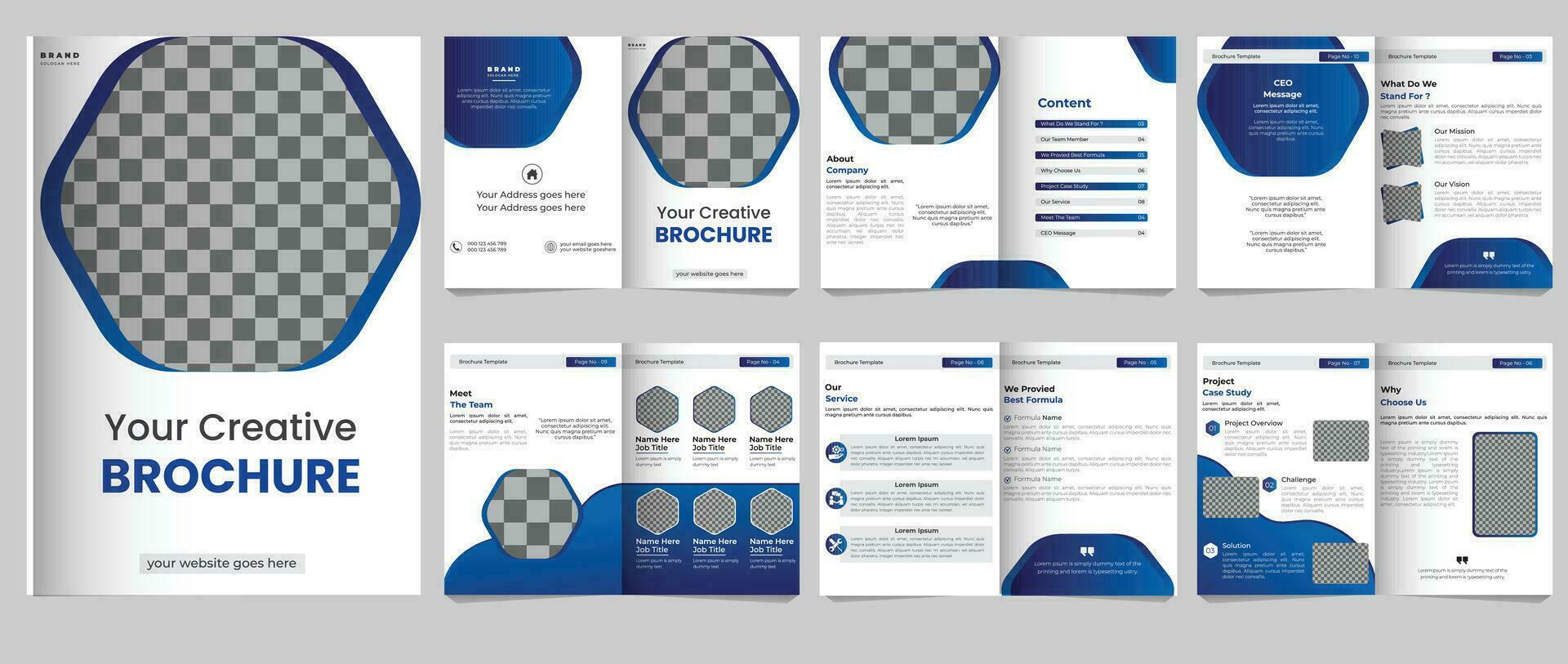 Company Profile corporate theme 12 pages business company profile brochure design 12 pages creative business brochure template design Pro Vector