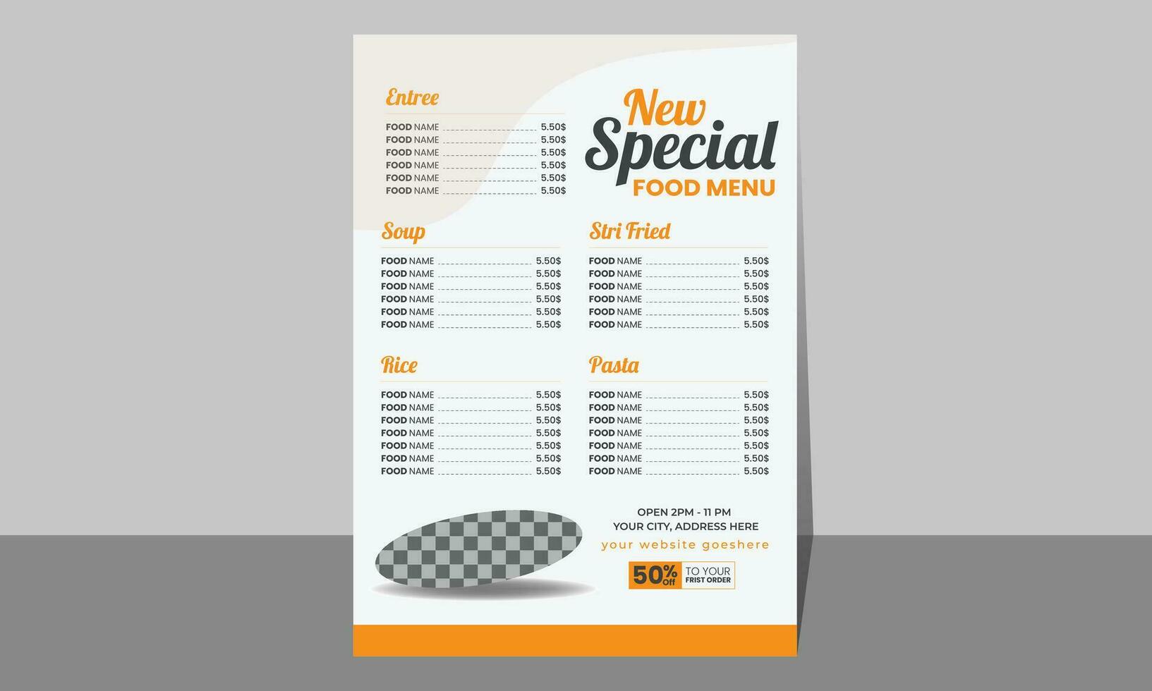 Abstract Restaurant Food Flyer Templates or Delicious Food Menu Flyer Design Free Vector