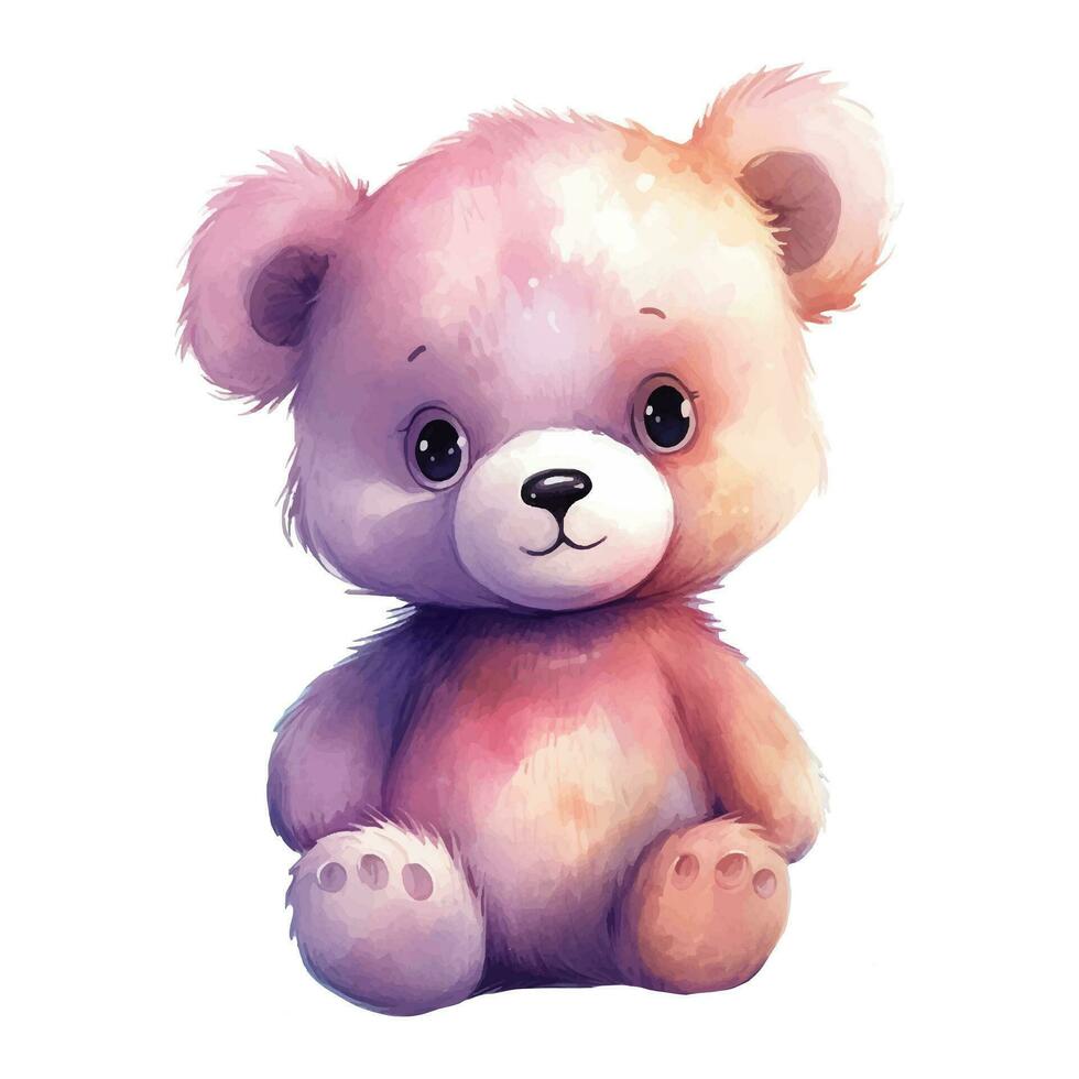 Watercolor baby bear. Vector illustration with hand drawn bear animal. Clip art image.