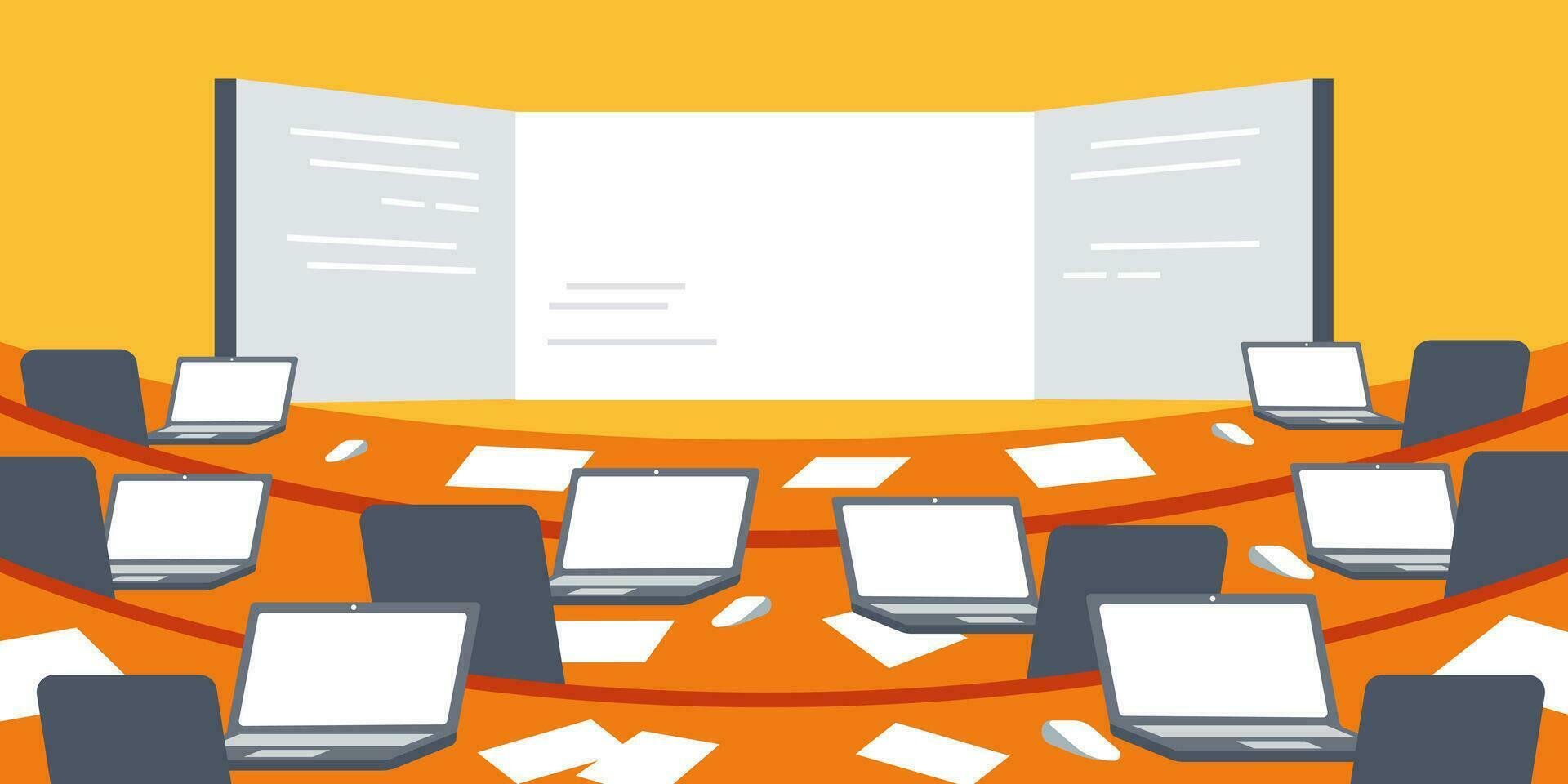Vector illustration on the theme of audience, conference, training and presentation.