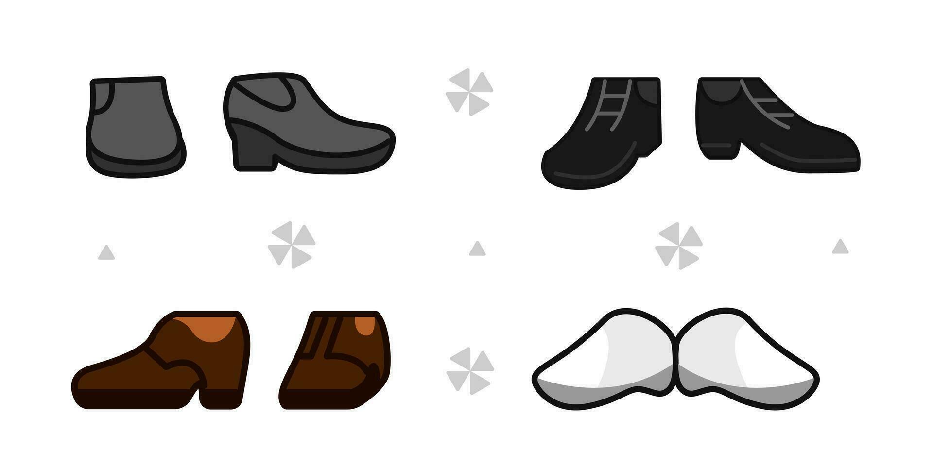 Set of vector shoes elements in cute cartoon style.
