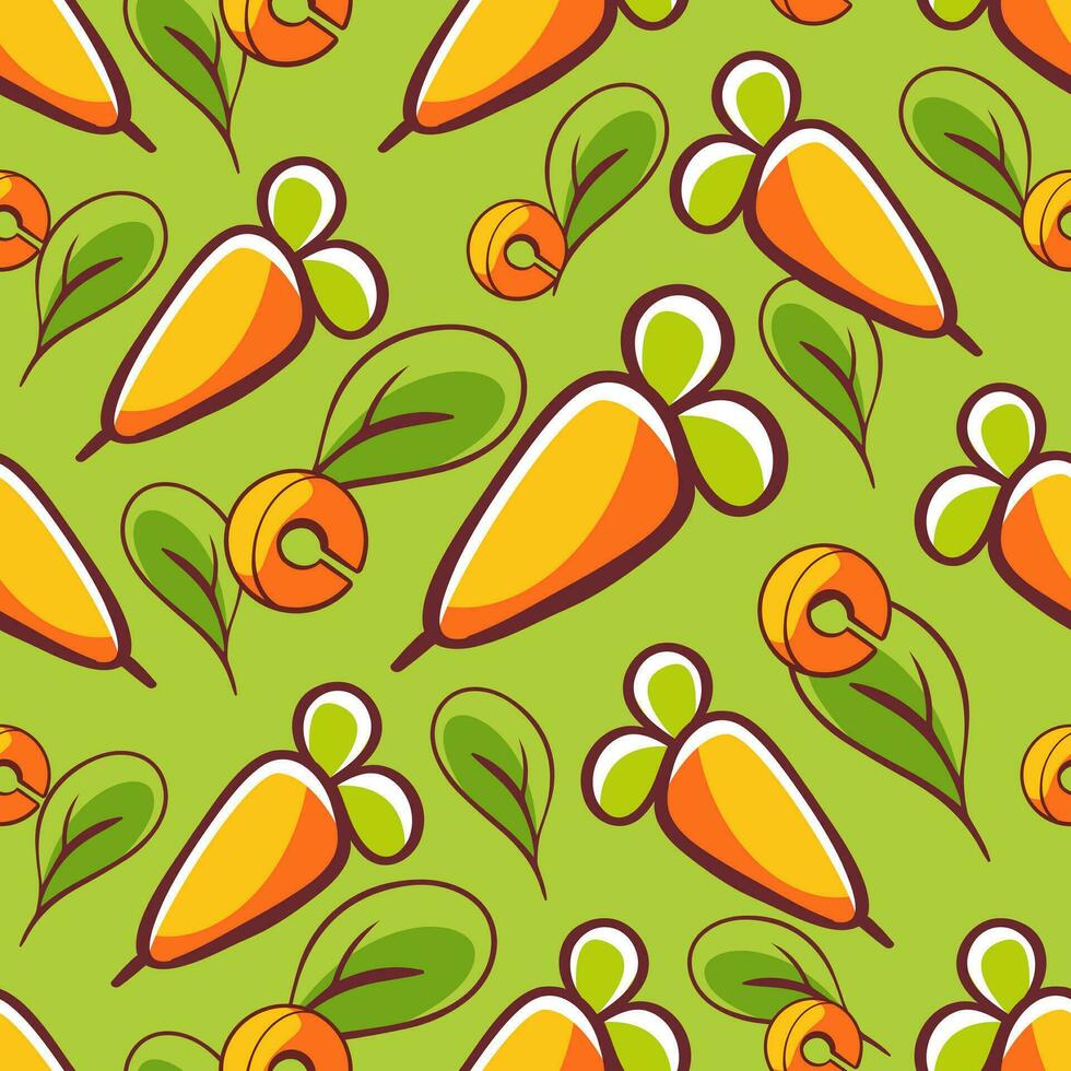 Vector pattern with carrots in a cute cartoon style.