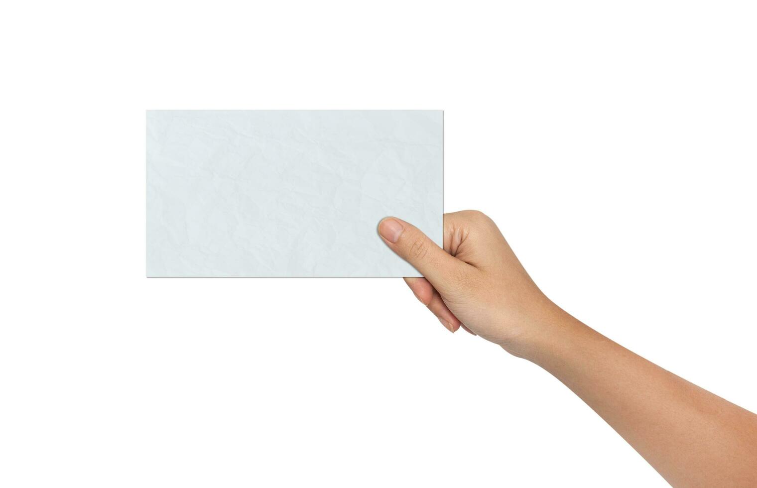 Hand of Female Holding a Blank paper photo