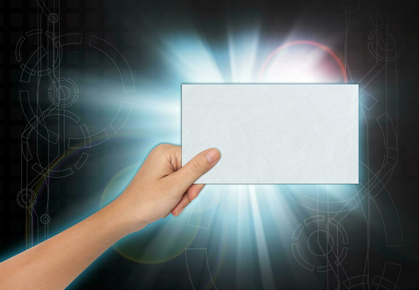 Hand of Female Holding a Blank paper photo