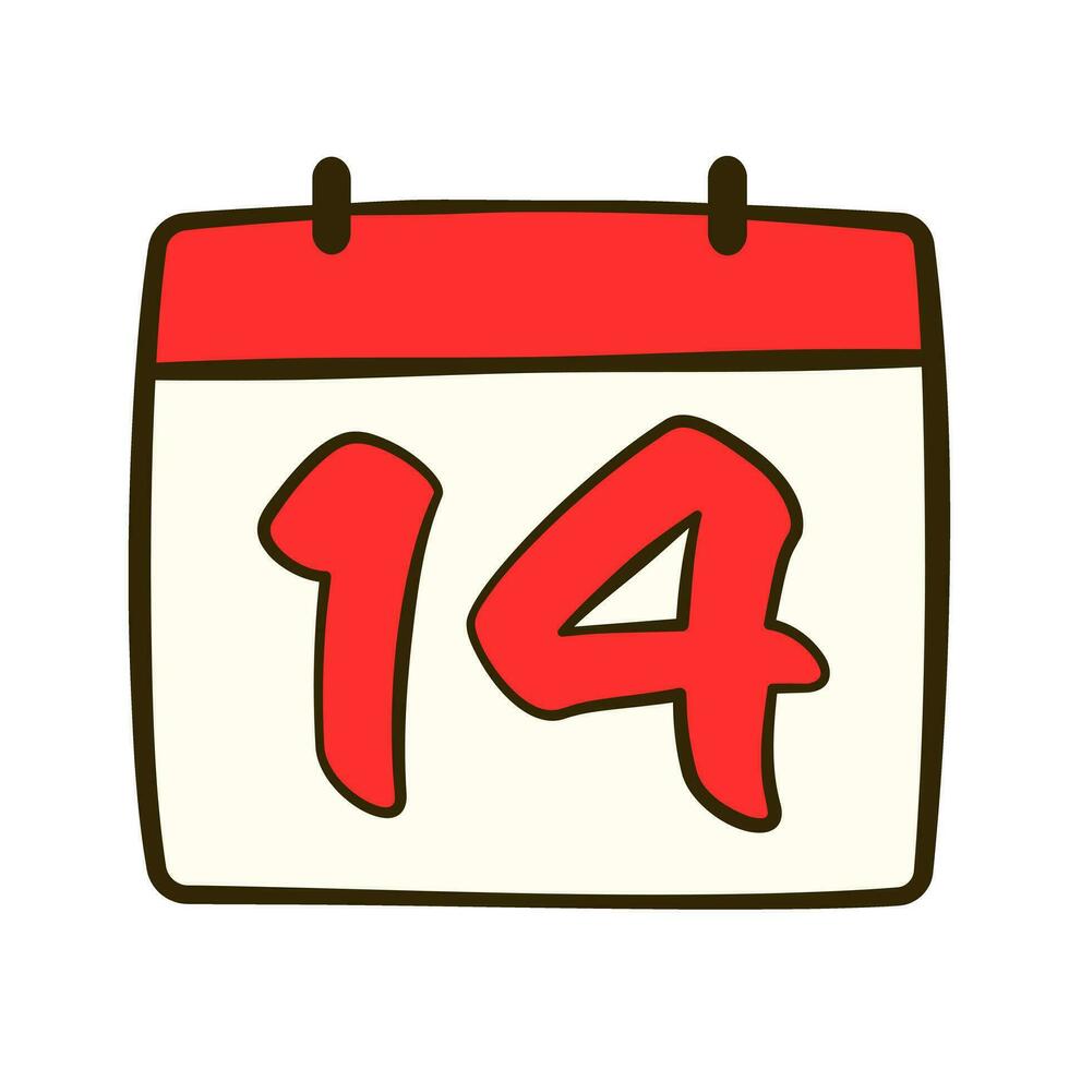 Calendar with date 14 February. Valentine's day. Flat icon vector