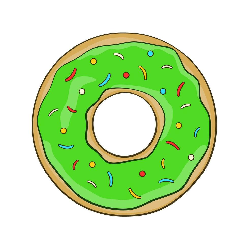 Green donut. Cartoon vector