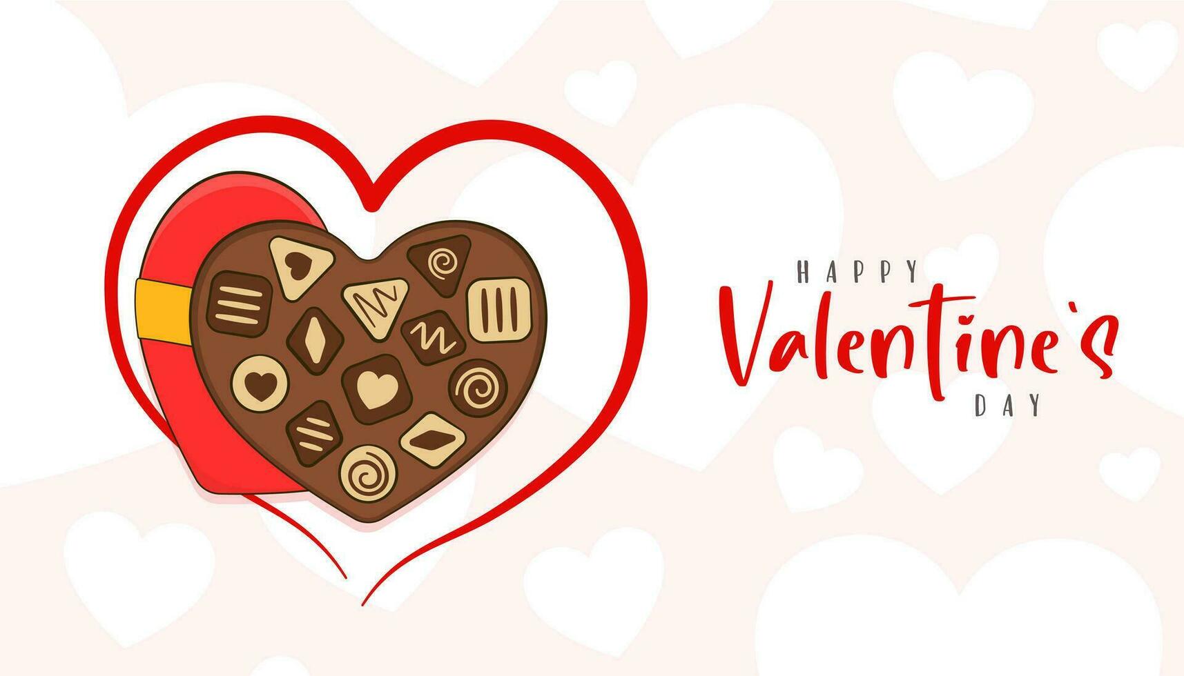 Happy Valentine's Day lettering. Greeting card. Chocolate candy with heart-shaped box vector