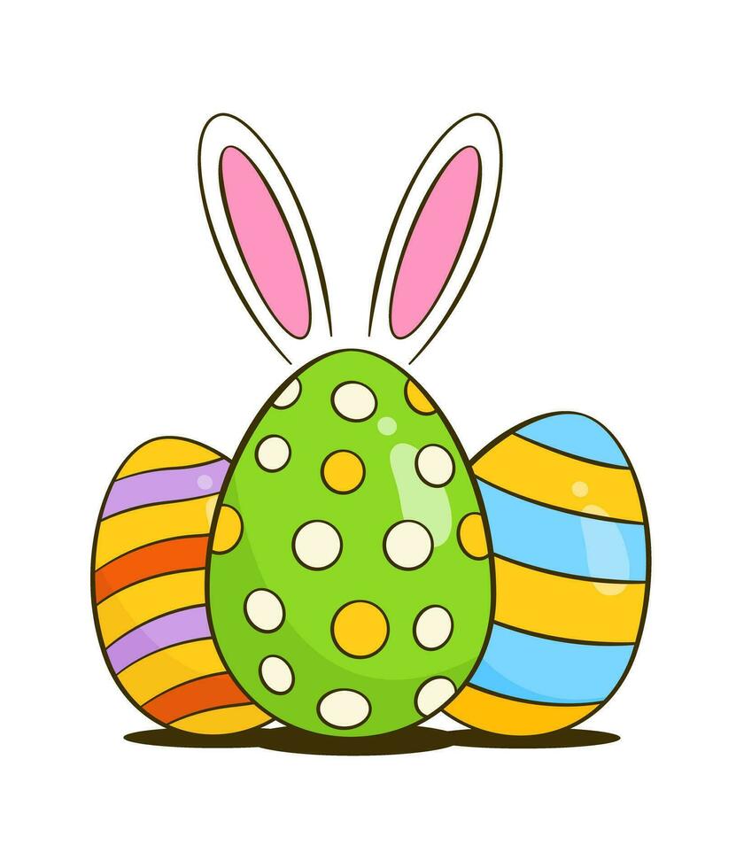 Colorful Easter eggs with bunny ears vector