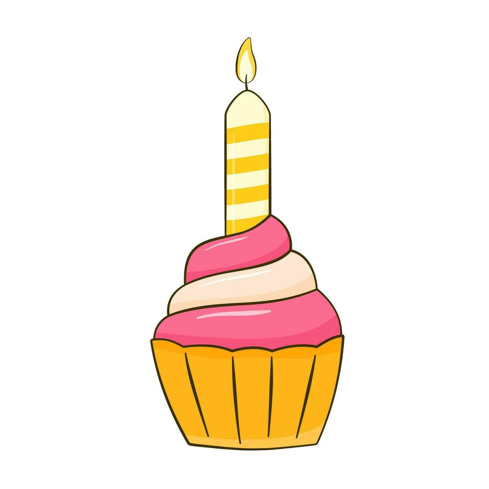 Cupcake with candle vector