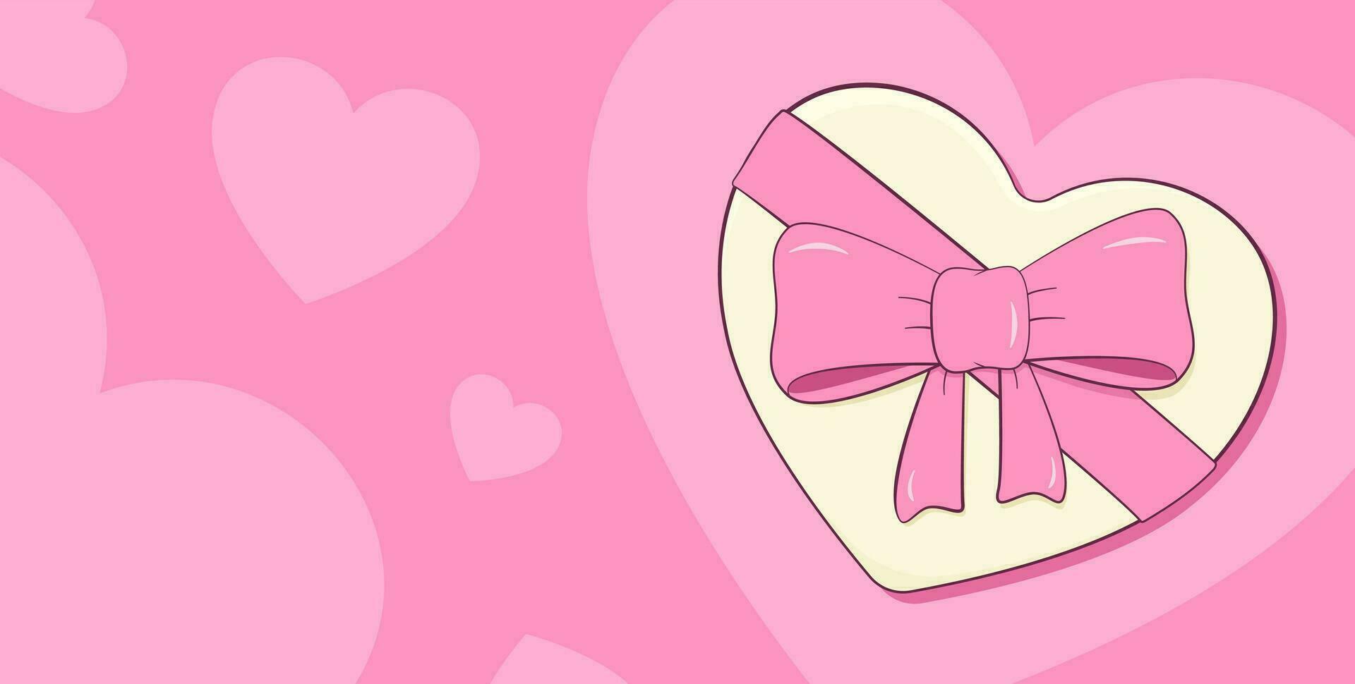 regalo caja en forma de el corazón y antecedentes con corazones. diseño para San Valentín día, cumpleaños, boda, compromiso etc vector