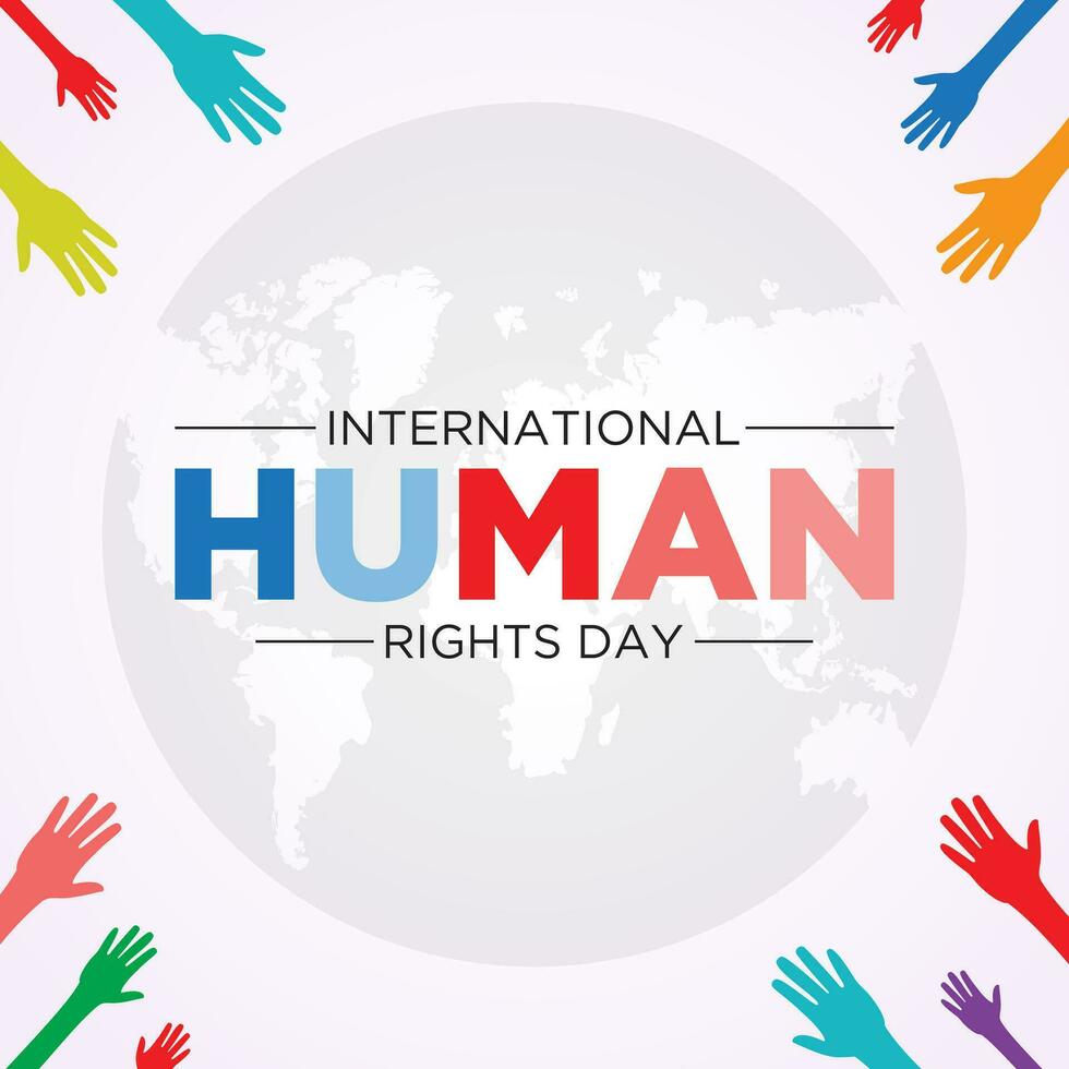 Vector illustration on the theme of international human rights day. December 10. Template for banner, greeting card, poster with background.