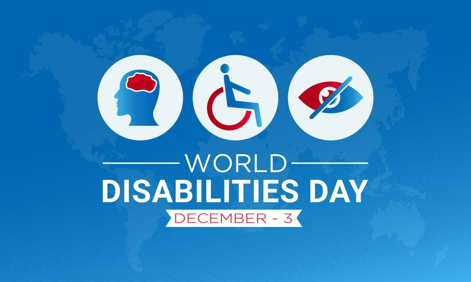 International day of disabled persons is celebrated every year on december 3. World disabilities day. Vector template for banner, greeting card, poster with background. Vector illustration.