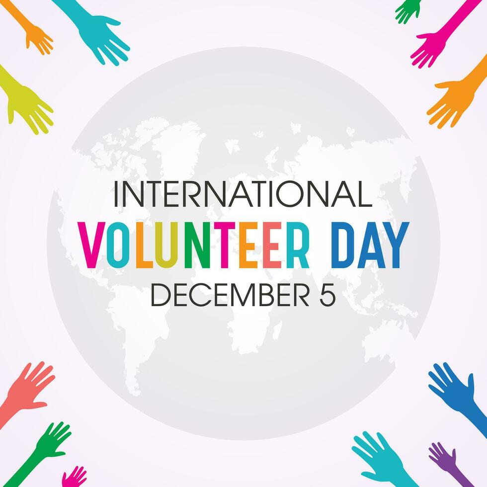 International volunteer day is observed every year on the 5th december . Vector template for banner, greeting card, poster with background. Vector illustration.