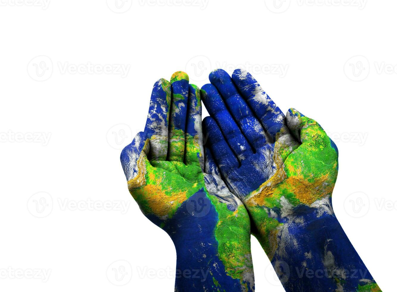 The Blue earth texture on a woman's hand photo