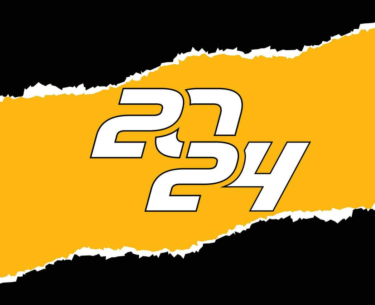 2024 contento nuevo año fiesta diseño blanco resumen vector logo símbolo ilustración con negro y amarillo antecedentes