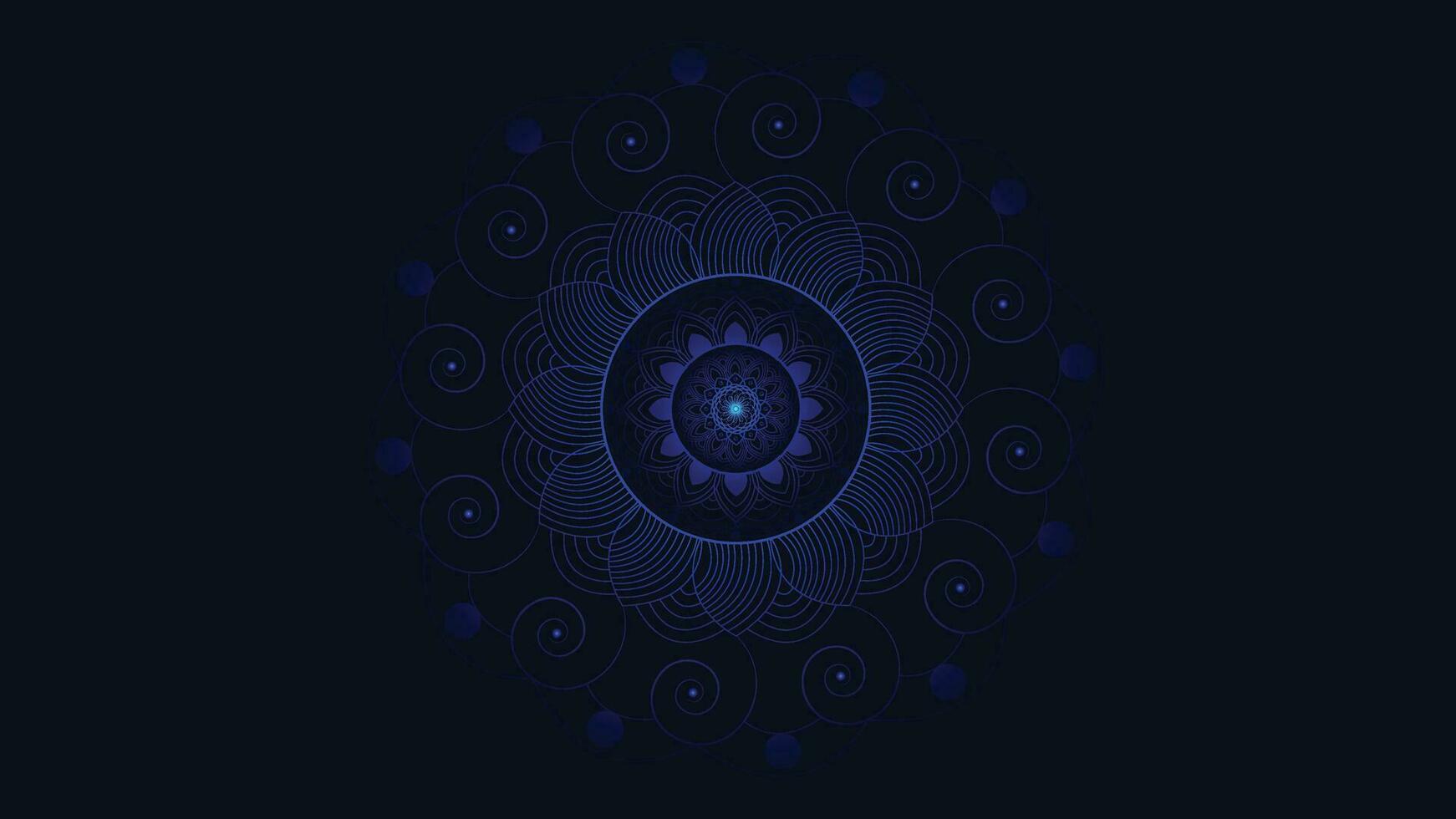 Abstract round logo type blue gradient shade Mandala in dark blue background. vector