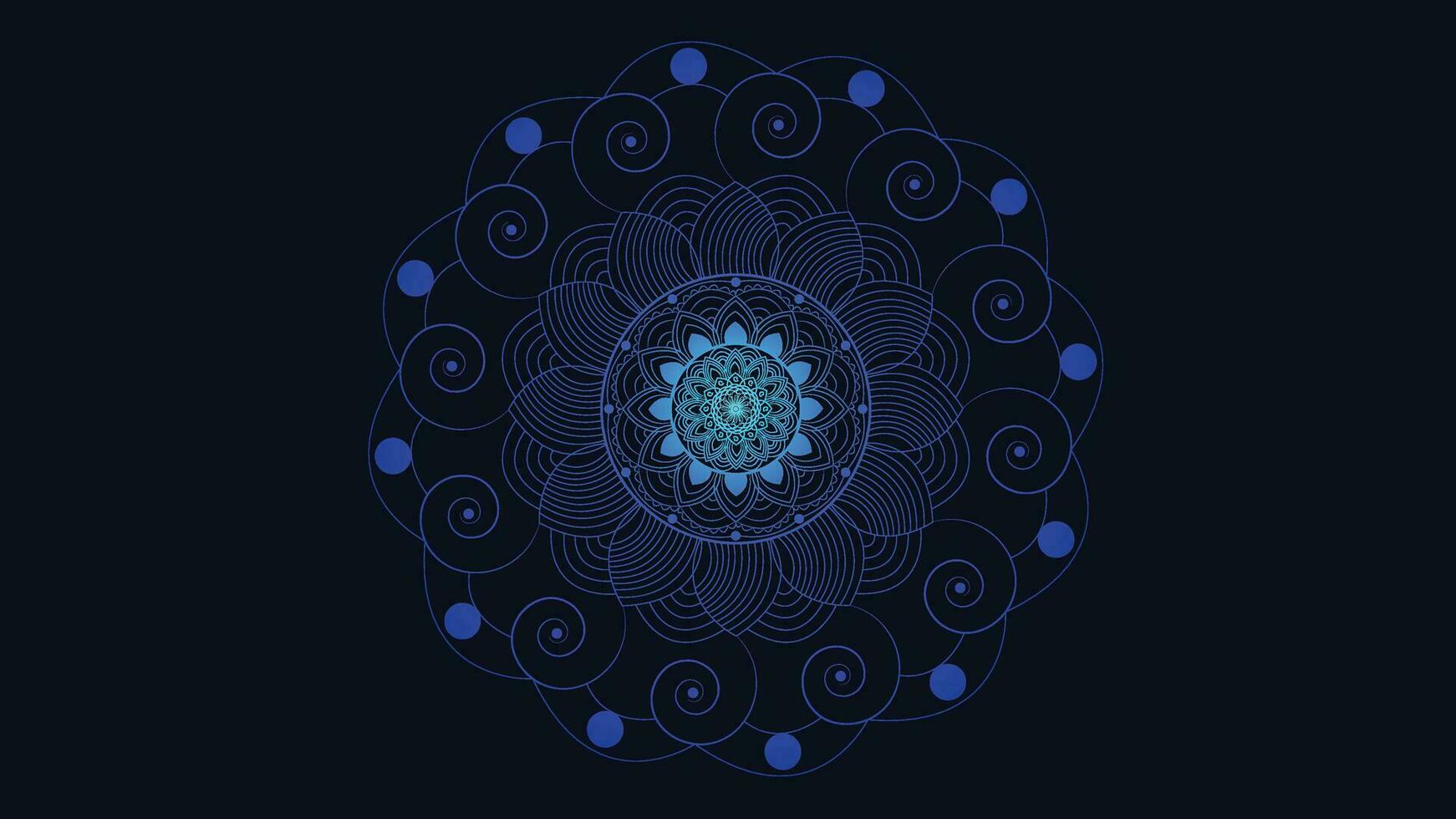Abstract round logo type blue gradient shade Mandala in dark blue background. vector