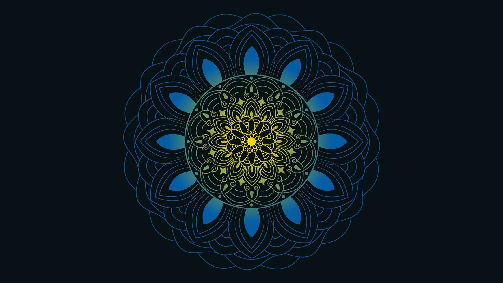 Abstract round minimalist Mandala in dark background for your festival project. vector