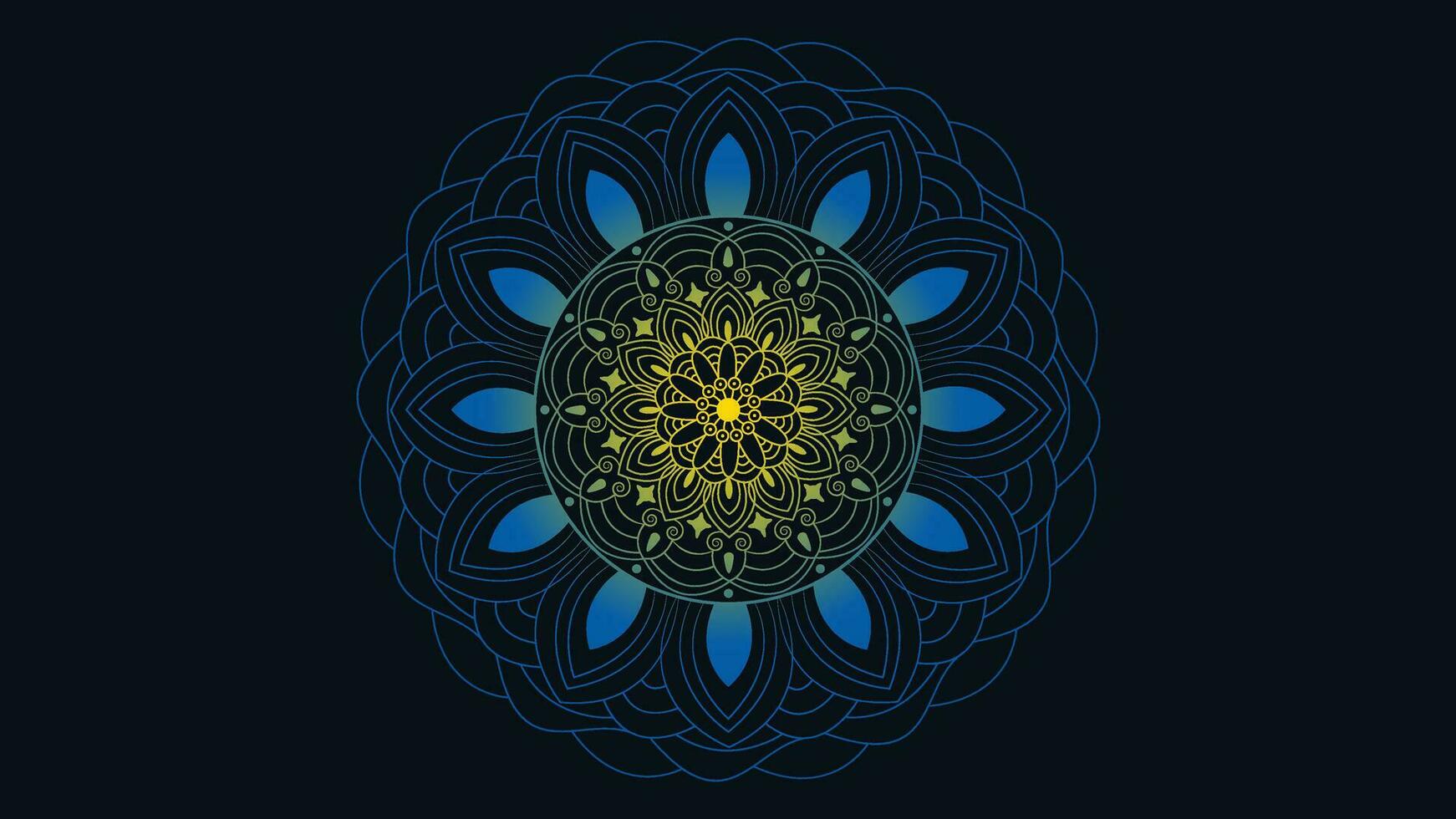 Abstract round minimalist Mandala in dark background for your festival project. vector