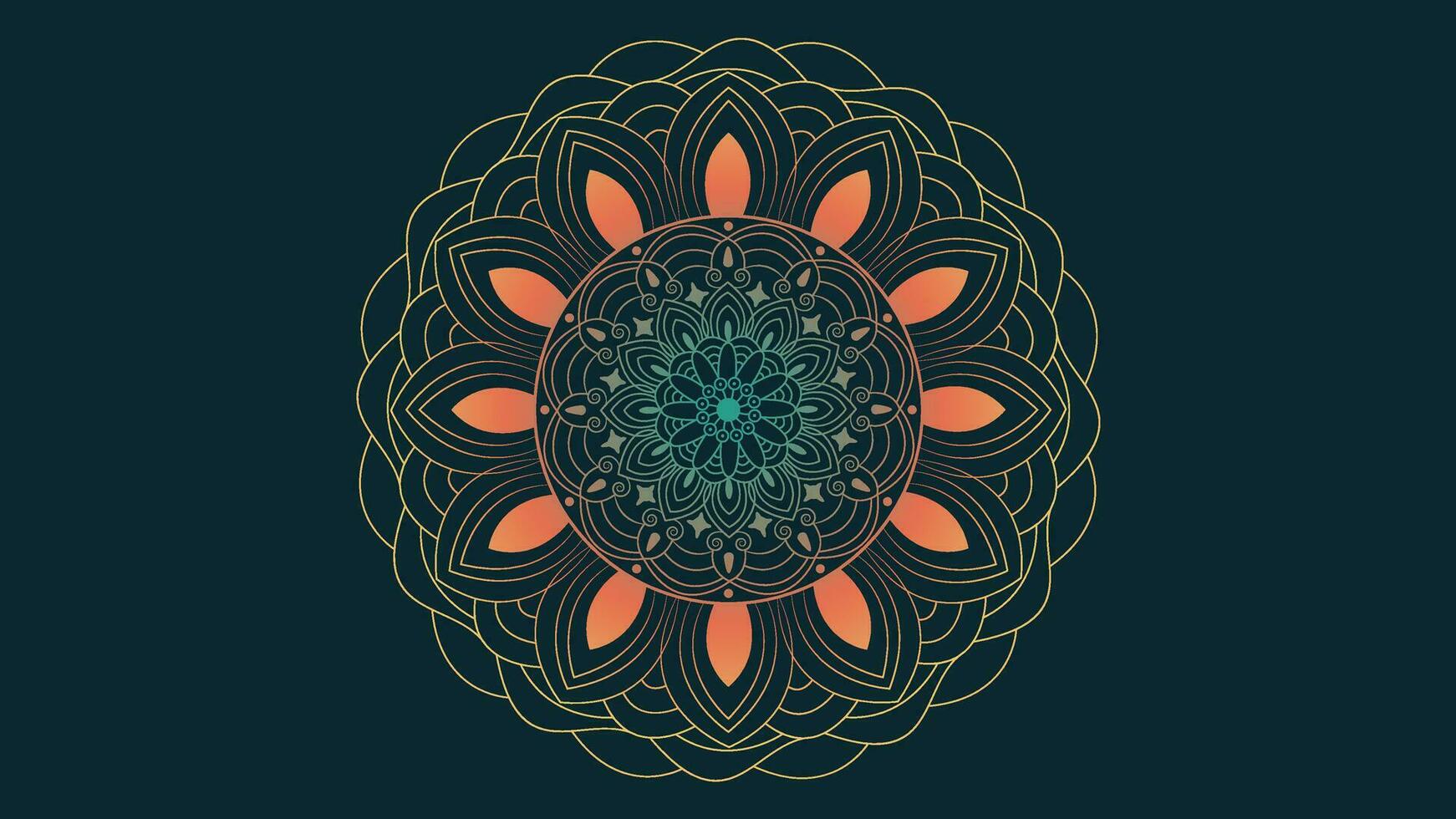 Abstract round minimalist Mandala in dark background for your festival project. vector