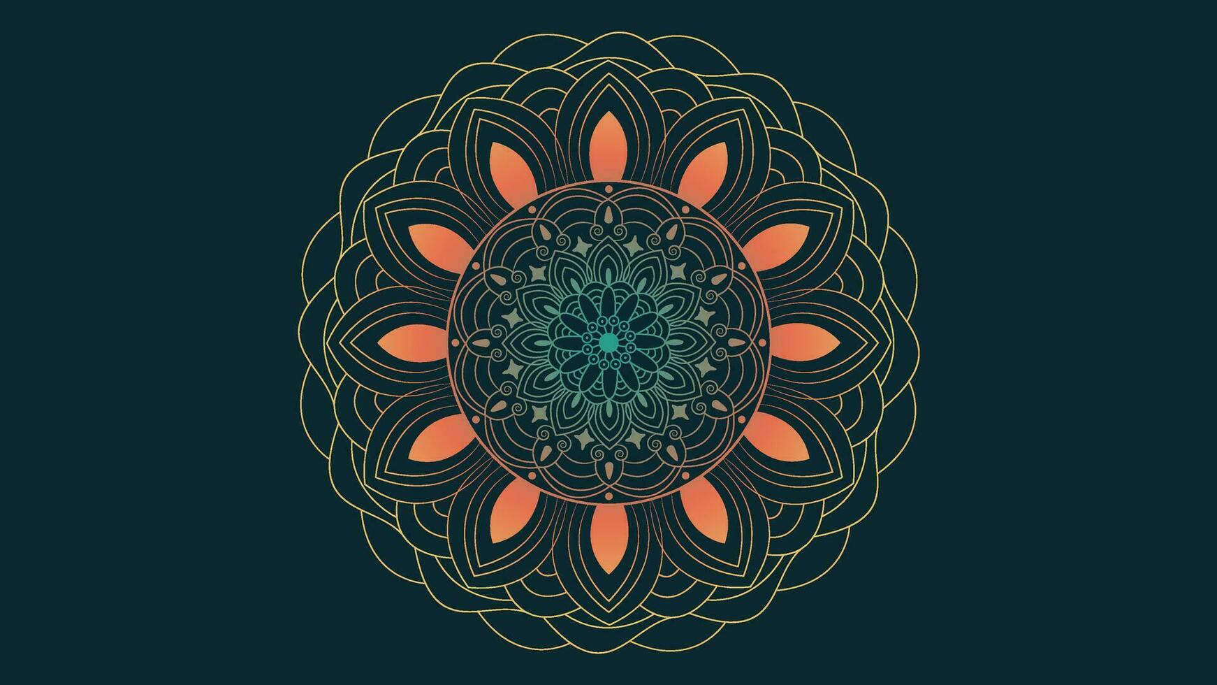 Abstract round minimalist Mandala in dark background for your festival project. vector